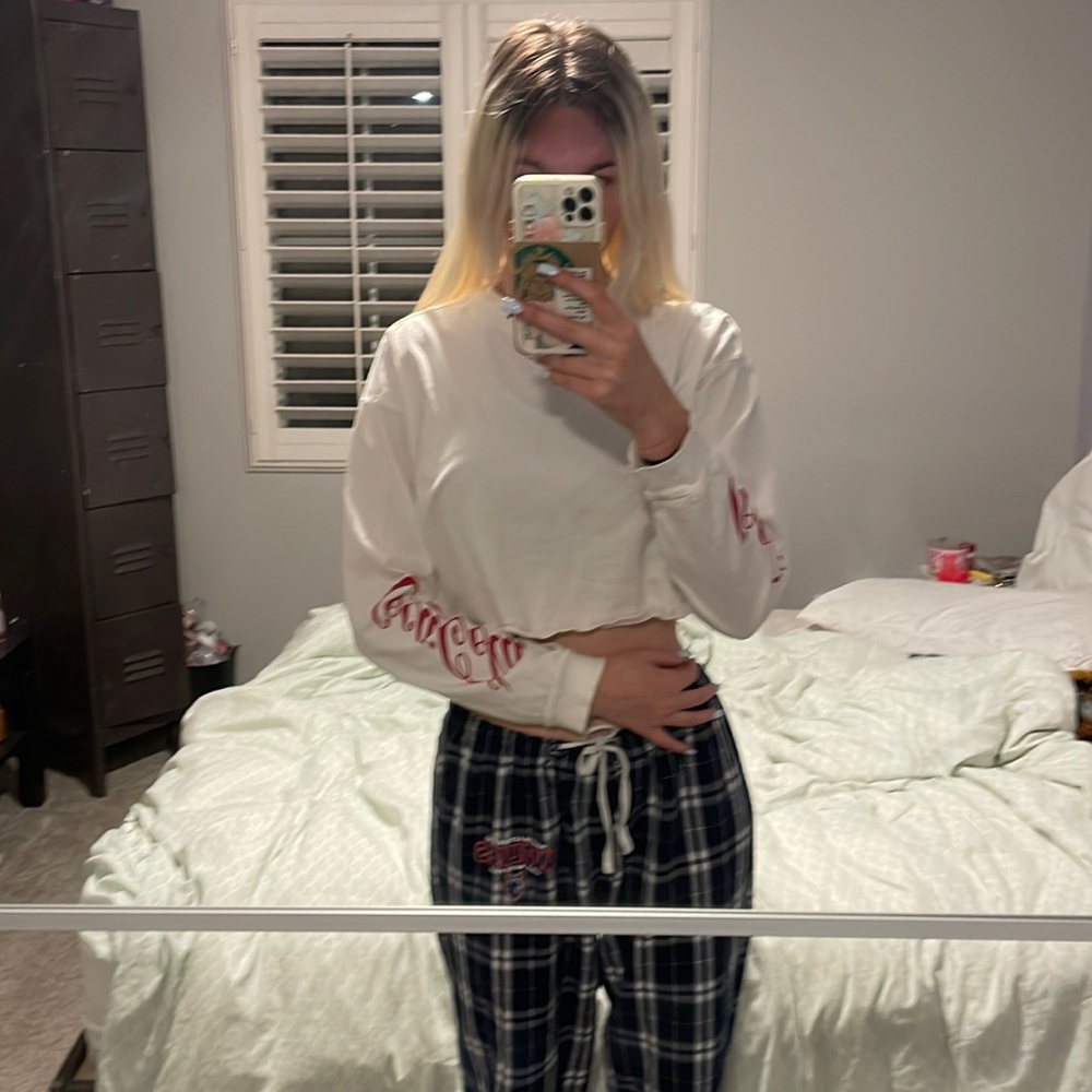 Rare Coca Cola white cropped long sleeve